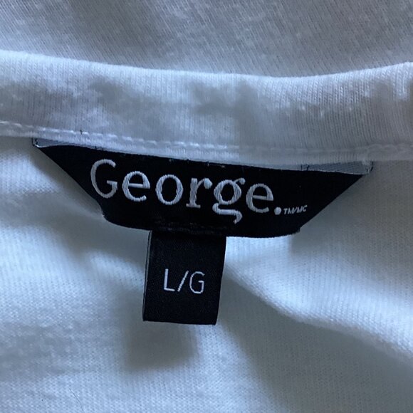 George Women's White Long Sleeve Top Semi Sheer T-Shirt Size L Casual Stretchy - Picture 7 of 7